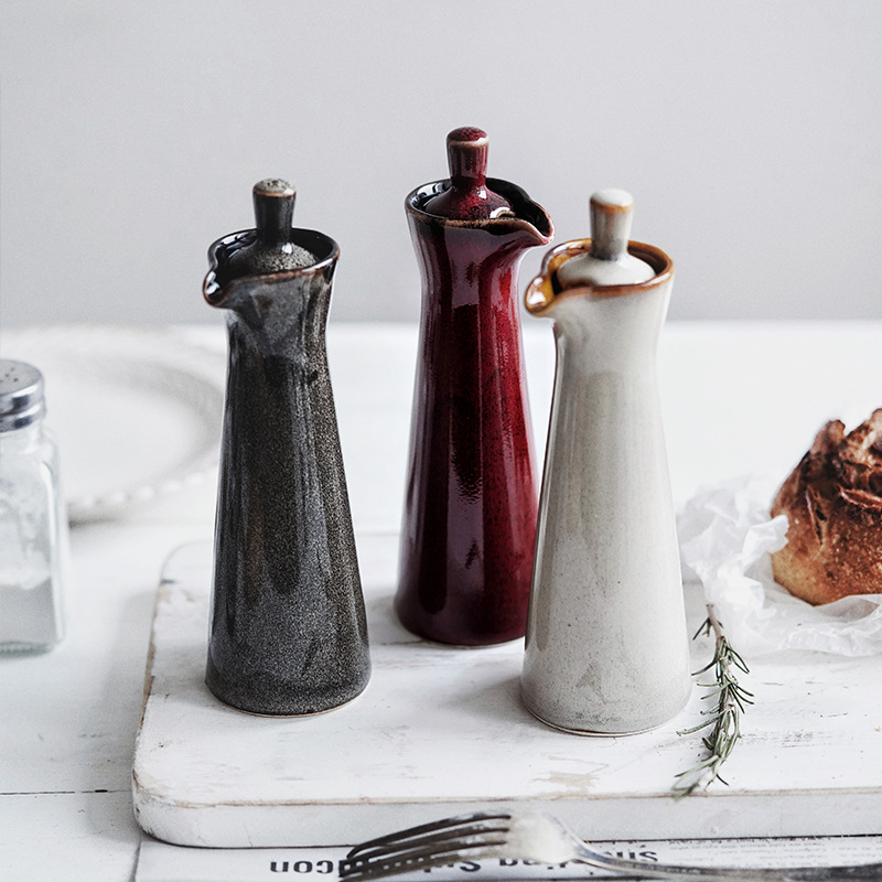 Ceramics Seasoning Bottle with Cover Liquid Condiment Storage Jar
