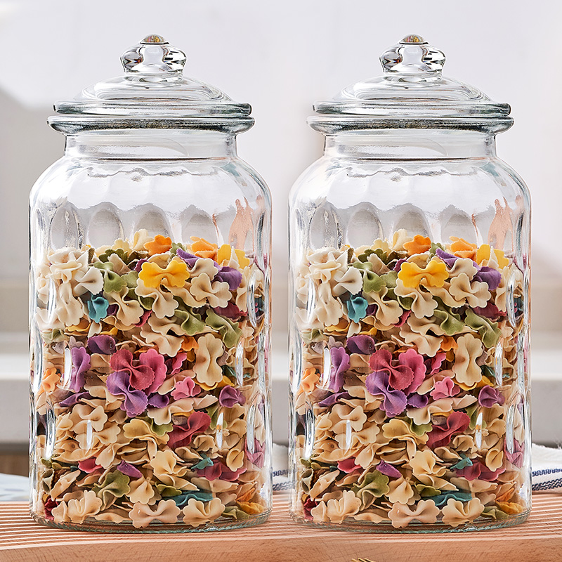 650ML Creative Food Grade Glass Storage Jar Carved Candy Jar