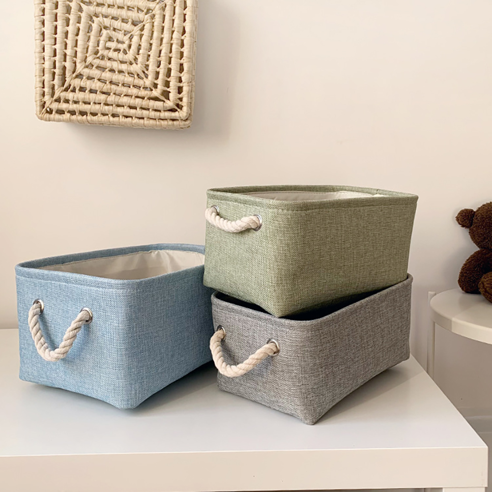 Mini Fabric Basket With Rope Handles, Set of 3