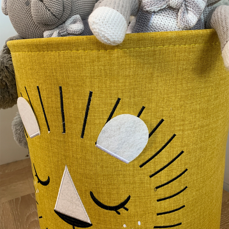 Foldable Laundry Basket for Kids, Yellow Lion