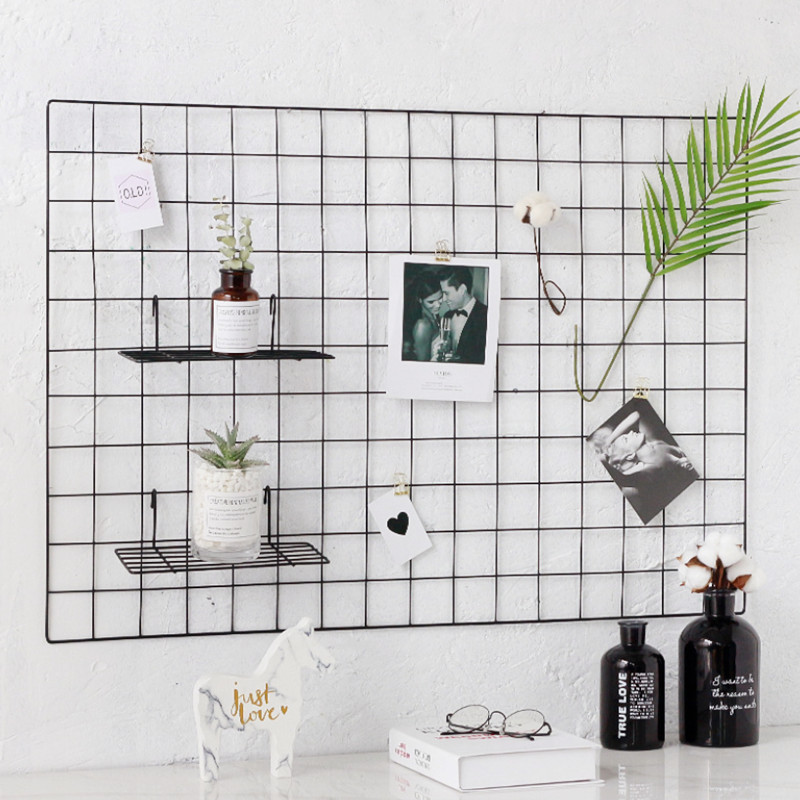 Iron Grid Photo Frame Postcard Wall Shelf Decoration