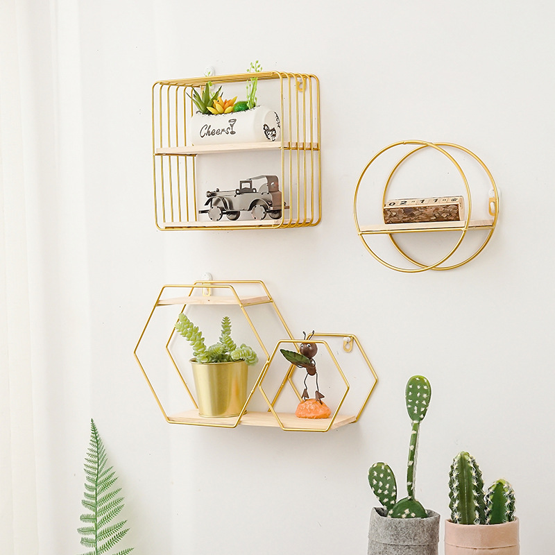 Nordic Style Wrought Iron Wall Shelf Decoration Metal Wall Storage Rack