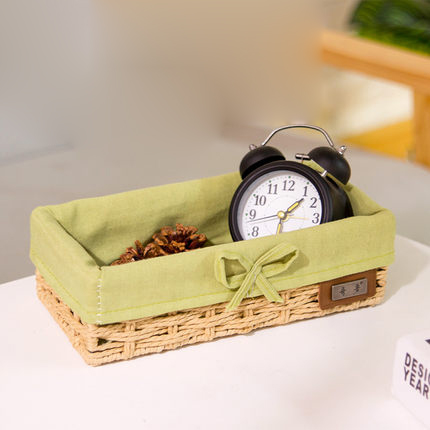 Straw Basket Imitation Rattan Fabric, Green