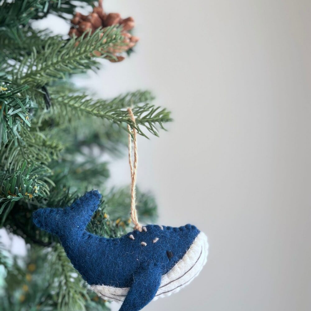 Felt Whale Ornament, Humpback Whale Christmas ornament