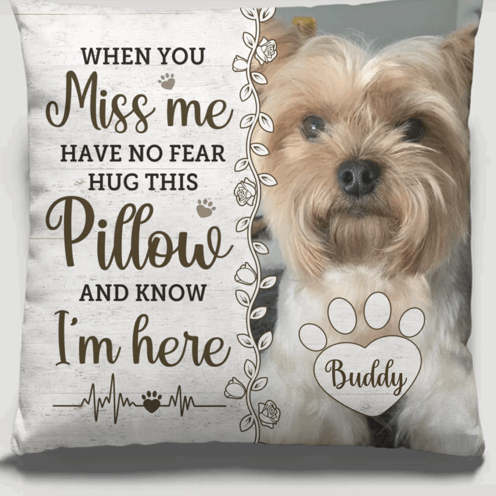 Custom Photo Four Paws, One Heart - Memorial Personalized Custom Pillow