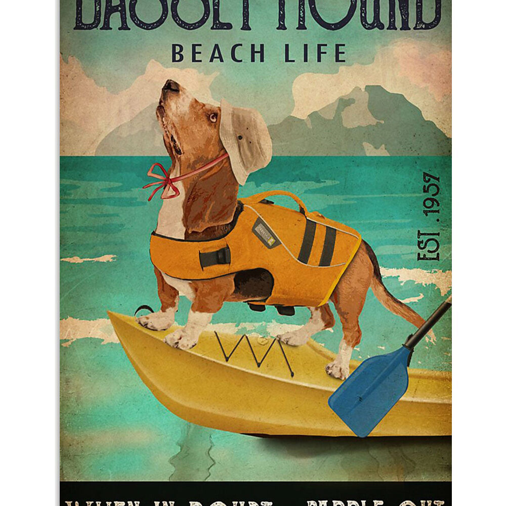 Basset Hound Dog Dog Beach Life Miniature Basset Hound Puppies Lover Poster
