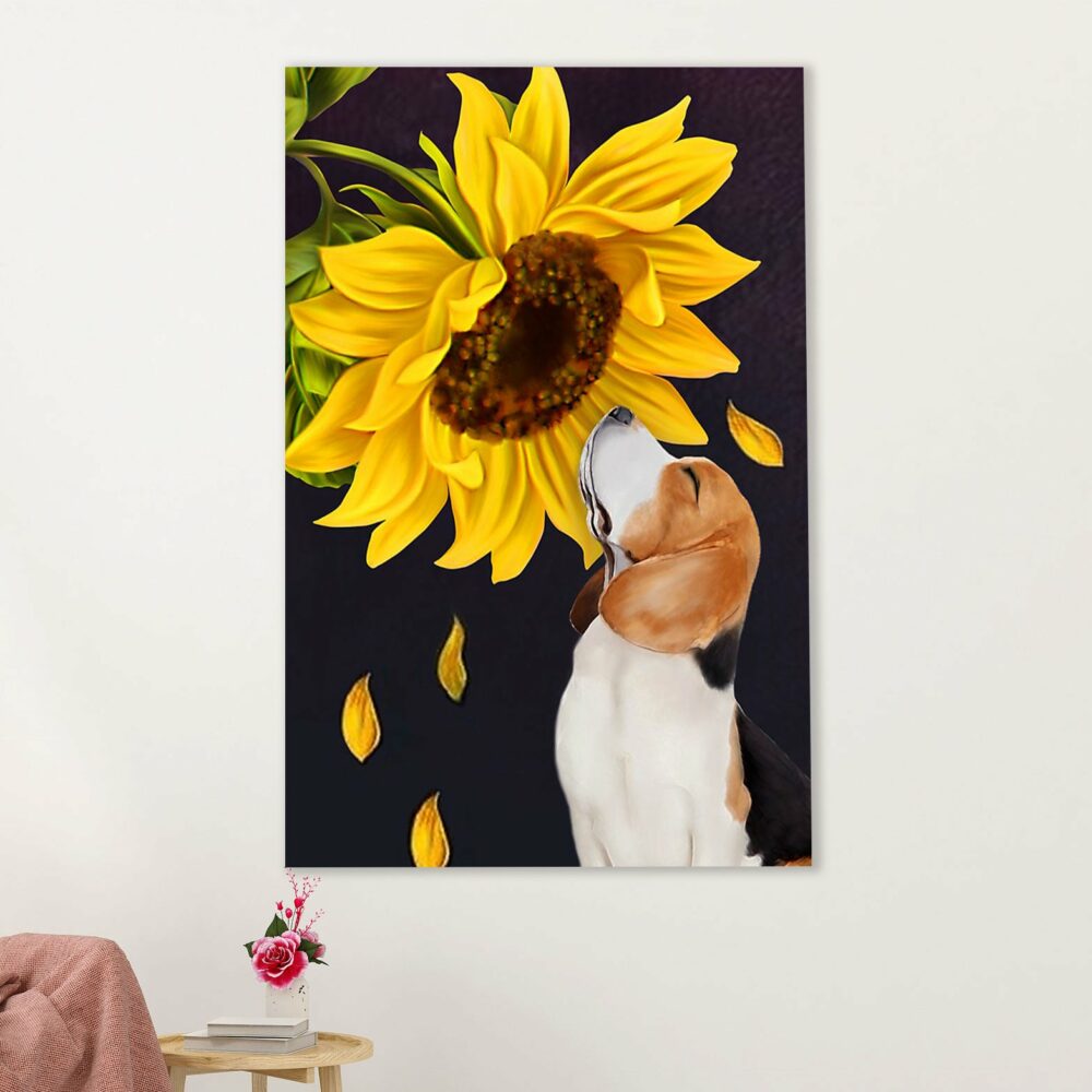 Beagle Dog Canvas Wall Art | Dog Sunflower | Gift for Pocket Beagle Puppies Lover