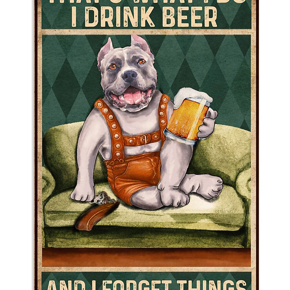 Blue Nose Pitbull Dog Pitbull Lovers Pitbull Beer Poster
