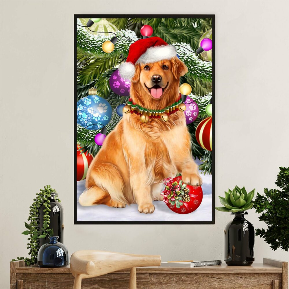 Golden Retriever Poster | Dog Christmas Tree | Wall Art Gift for Dog Puppies Lover