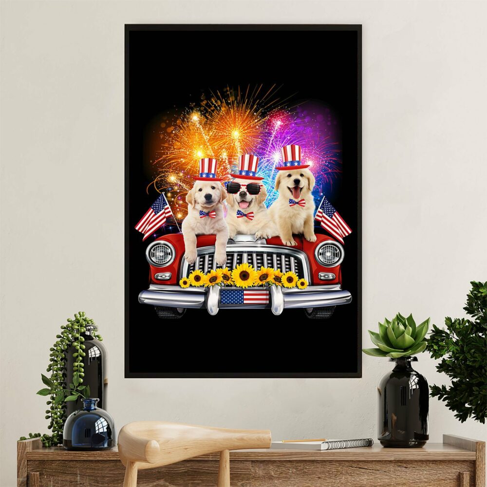 Golden Retriever Poster | Dog Independence Day | Wall Art Gift for Dog Puppies Lover